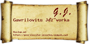 Gavrilovits Jávorka névjegykártya